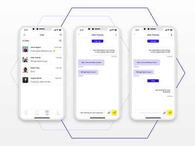 Chat Screens of a Concept Application. adobexd app app design application design chat chat app chatscreen chatting ios message app messaging mobile app mobile app design text ui ux whitespace