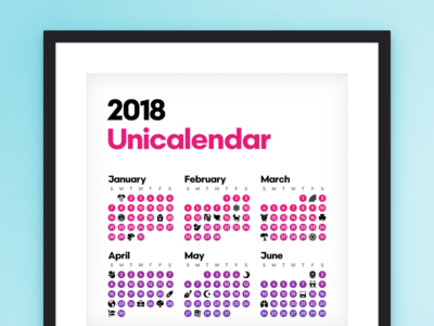 Unicalendar 2018 calendar emoji gradient iconography icons