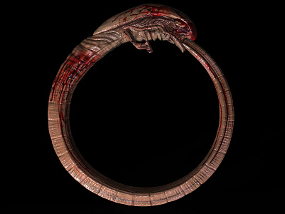 Chestburster Ouroboros 3d art 3d artist alien aliens autodesk maya cgi digital 3d digitalart fanart fantasy giger monster movie ouroboros parasyte ridleyscott snake substance painter xenomorph zbrush