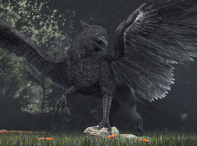 Black Gryphon 3d art 3d artist autodesk maya cgi creature crow digital 3d digitalart fantasy feather griffin griffon gryphon monster mythology realistic zbrush