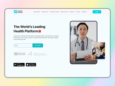 Health Mentor fitness and health health fitness health landing page health mentor hero section homepage illustration janak shrestha landing page logo prohealth fitness ui website