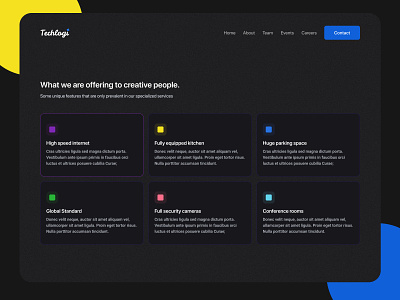 Features Section | Dark Theme dark theme design feature section hero section homepage janak janak shrestha landing page objective section website