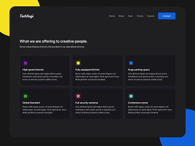 Features Section | Dark Theme dark theme design feature section hero section homepage janak janak shrestha landing page objective section website