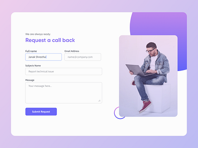 Request a call back | CTA | Contact Form | Light Theme call to action contact form cta hero section janak shrestha ui design