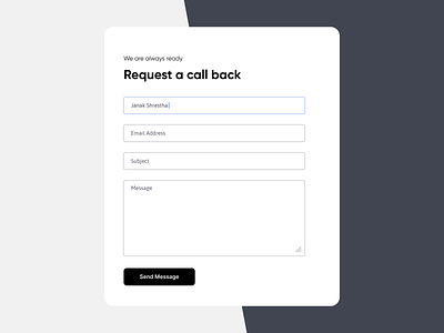 Form Design- Request a Call Back | Janak Shrestha - UI designer form