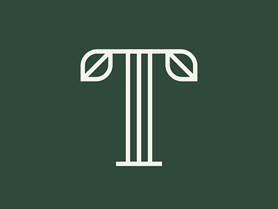 T for Terra leaf logo serif symbol t type