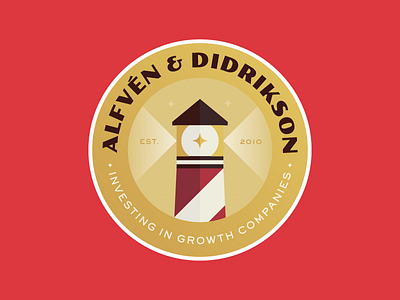 Alfvén & Didrikson badge crest illustration lighthouse logo symbol