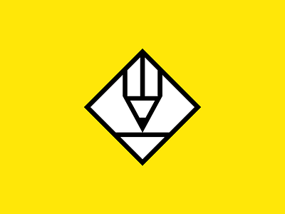 ✒️Pen brand branding icon illustration logo mark pen pencil pencil icon square symbol yellow