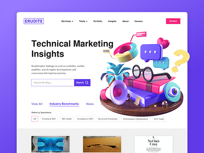 Erudite - Insights 3d 3dart 3dillustration branding c4d cinema4d design illustration ui ux