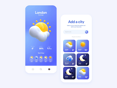 Weather App 3d 3dillustration app c4d cinema4d icon ui ui design uiux ux weather weather app