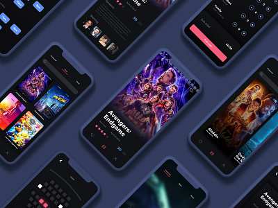 Movie Booking UI Kit app branding clean debut design flat identity interfacedesign ios minimal mobile type typography ui ux vector web