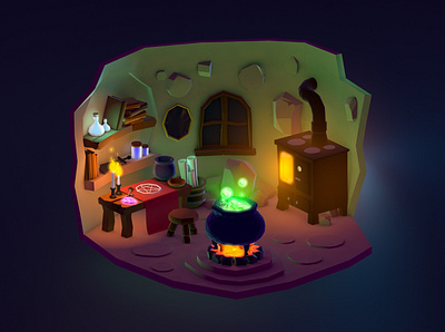 Witch's Cave 3dart 3dillustration gameart isometric lowpoly lowpolyart