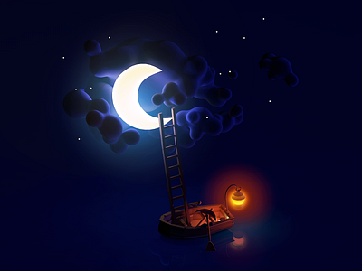 Moon Maintenance 3dart 3dillustration gameart isometric lowpoly lowpolyart