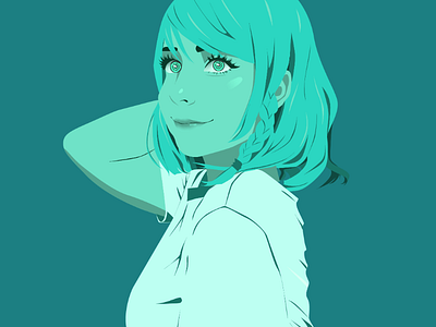 @niiiiiiinnnaa as Hina - Monochrome Illustration [BanDori] adobe bandori cosplay green hina illustration illustrator monochrome realistic