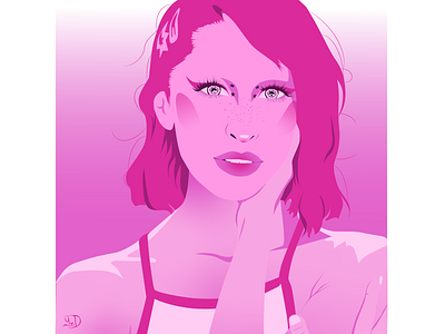Gothfruits portrait - Monochrome illustration adobe design illustration illustrator influencer monochrome pink portrait