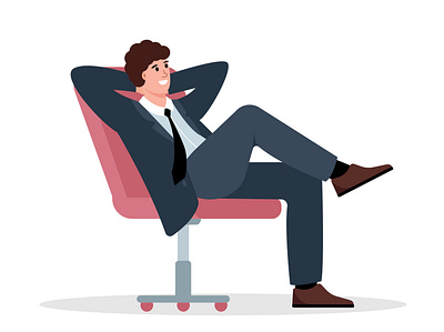 Relaxing businessman break business businessman chair character flat graphic design illustration man office relax relaxing