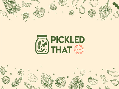 Pickled That brandidentity branding design flat food fruit health herbs illustration illustrator jar logo pickle vector vegetable