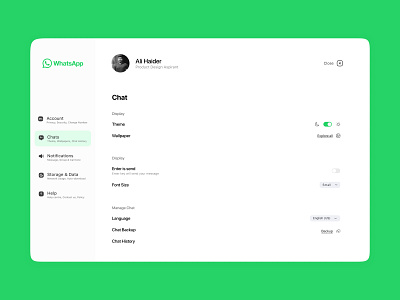 WhatsApp Desktop #DailyUI chat dailyui dailyui007 dailyui7 desktop app facebook product design setting setting screen settings support ui update ux web app whatsapp