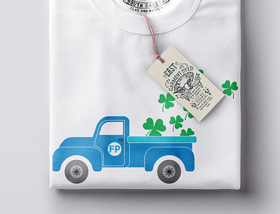 Farm Truck with folded shirt mockup apparel design clover farm farming fashion illustation logotype mockup patricks trendy truck typography vector