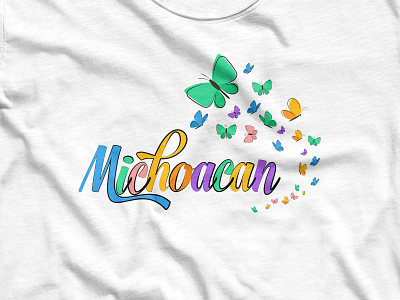 Mexican Michoacan butterfly t-shirt design branding butterfly colorful design funny logotype mexican mexico michoacan t shirt graphic trend trendy typography vector