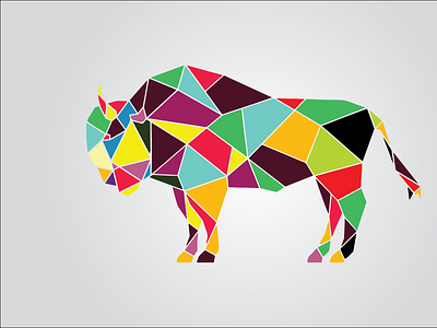 Hexagona colorful Buffalo artistic bison buffalo colorful fashion header health hexagonal logotype mosaic typography vector vector illustration