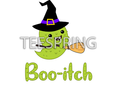 Funny Halloween Boo-itch Unisex tshirt design apparel boo broomstick funny funny illustration funny signs ghost green halloween hat tshirt witch witchcraft