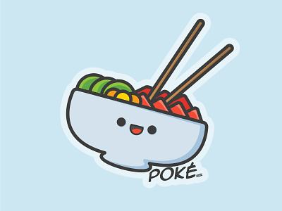 0002 - Poké Bowl cute design face happy illustration kawai kawaii logo vector