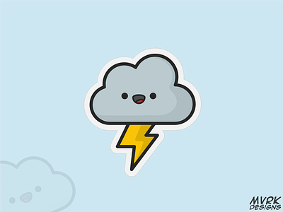 0005 - Storm Cloud cloud cute design face happy illustration kawai kawaii logo rain storm ui vector
