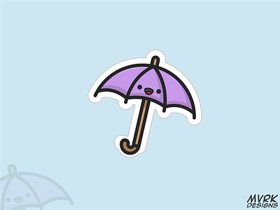 0009 - Umbrella cute design face happy illustration kawai kawaii logo rain sticker storm ui umbrella vector