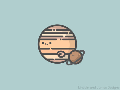 Jupiter cute design europa illustration io jupiter kawai logo moon planets space sticker vector