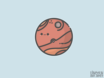 Mars, the Red Planet cute designs face flat happy hipster illustration illustrator james kawai kawaii lincoln mars pastel planet red smile smiling vector vintage