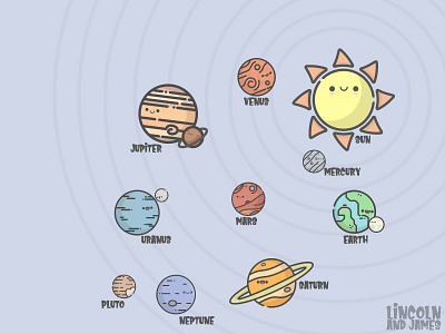 LJ Planets Artwork cute designs face flat happy hipster illustration illustrator james kawai kawaii lincoln pastel planets smile smiling timelapse universe vector vintage