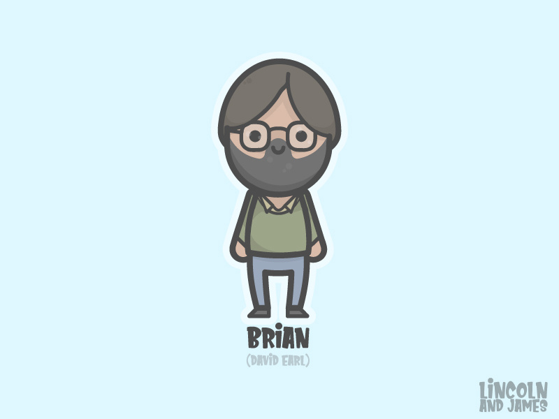 Brian (David Earl) from After Life illustrator designs james lincoln postman hipster vector kawaii smile face happy brian kawai flat smiling cute vintage timelapse afterlife