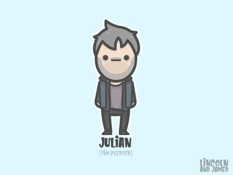 Julian (Tim Plester) from After Life illustrator designs james lincoln hipster vector kawaii smile face happy julian kawai flat smiling cute vintage timelapse afterlife