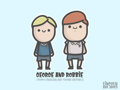 George and Robbie (T. Finnegan and T. Bastable) from After Life afterlife cute designs face flat george happy hipster james kawai kawaii lincoln robbie smile smiling timelapse vector vintage