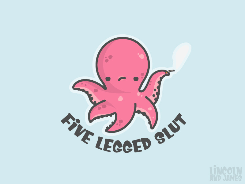 5 Legged Slut from After Life octopus illustrator designs james lincoln hipster vector kawaii smile face happy kawai flat smiling cute vintage timelapse afterlife
