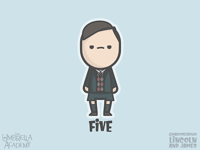 Number Five (Aidan Gallagher) from The Umbrella Academy academy aidan design drawing dribbble fanart five flatvector gallagher graphicdesign icon illustration logodesign logoplace logos number photoshop umbrella vector vectorart