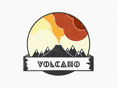 Volcano badge banner icon illustration lava mountain rebound redesign rethink texture typography volcano