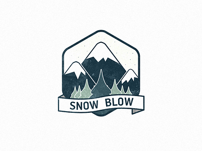 Snow blow badge banner design graphic icon illustration mountain snow texture typography vintage winter