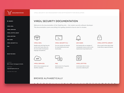 Virgil Documentation categories dashboard development documentation icons menu security ui ux web