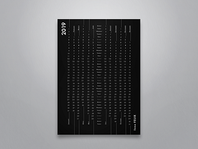 Calendar 2019 black calendar calendar 2019 design indesign minimal minimalism typography vector