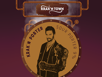 Krak'n Town House Beer beer packaging design steampunk