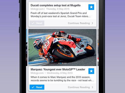 MotoGP News for iOS app design interactive ios iphone ui ux