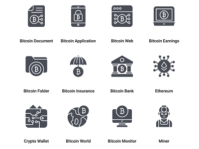 Bitcoin and Cryptocurrency Mining Glyph bitcoin bitcoin app bitcoin application bitcoin earnings chart cryptocurrency document electronic money engineer farmer form globe industrial labour man miner money online web world