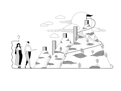 Strategic planner website illustration black and white character design illustration website illustration