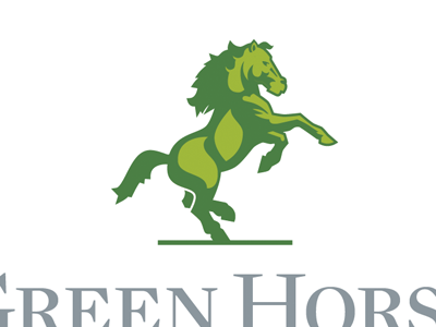 Horse green horse logo serif simplified two color type