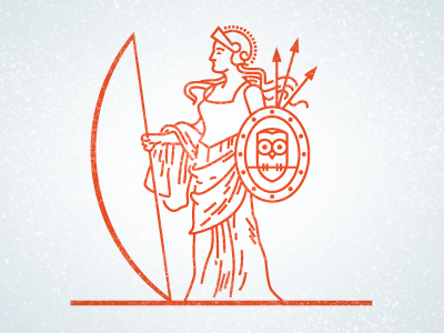 Athena arrows athena bow logo shield statue war