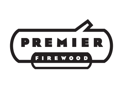 Premier Firewood art deco black and white bold chunky eagle flat line log logo minimal simple type typography woof
