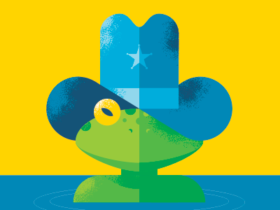 Frog2 cowboy hat frog geometric illustration poster star texas water
