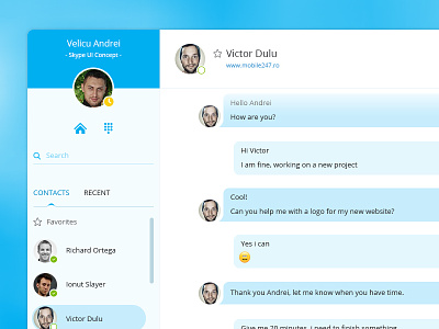 Skype Chat UI - Small Redesign chat redesign rtdevs skype ui ui design velicu andrei